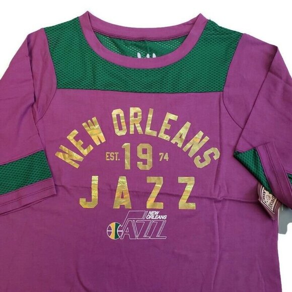 NBA Throwback New Orleans Jazz Women's M Kickoff T-Shirt 3/4 Sleeve Touch Purple - Picture 1 of 4